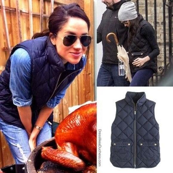 J.Crew Excursion Quilted Vest Black Womens XS Down Feathers Puffer Meghan Markle - Picture 8 of 9
